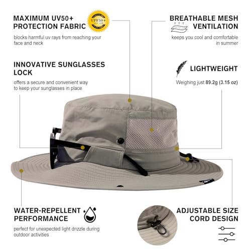 TOP-EX Wide Brim Mesh Sun Hat for Men and Women, UPF 50+ Water-Resistant - color: Gray, size: Medium-Large