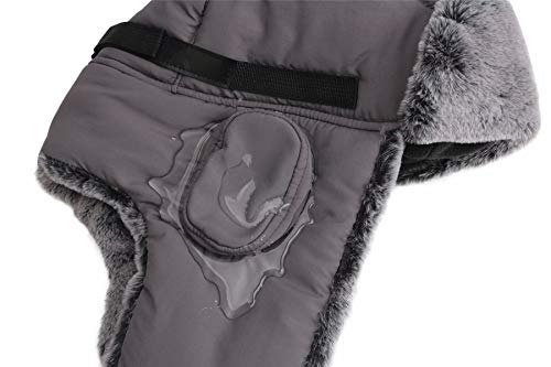 Connectyle Men's Trapper Hat with Faux Fur Linning Eskimo Windproof Winter Warm Hats Ushanka Hunting Hat - color: Grey