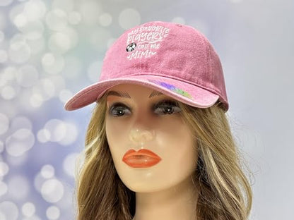 Adjustable Embroidery Hat for Men Women, Gift Baseball Cap for Adult - color: Soccer Mimi (Washed Pink)