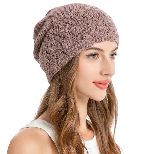 ZLYC Crochet Slouchy Beanie for Women Soft Lightweight Skull Cap - color: Solid Purple