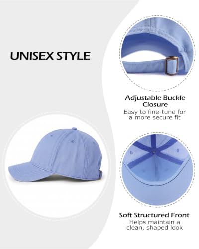 Zylioo XL XXL Linen Baseball Cap for Big Heads, Structured Summer Dad Hat - color: Denim Blue, size: X-Large-XX-Large