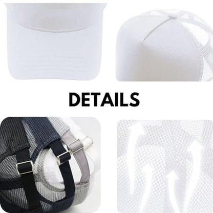 Oversize XXL Mesh Trucker Hat for Men Big Head High Crown Baseball Cap - color: White