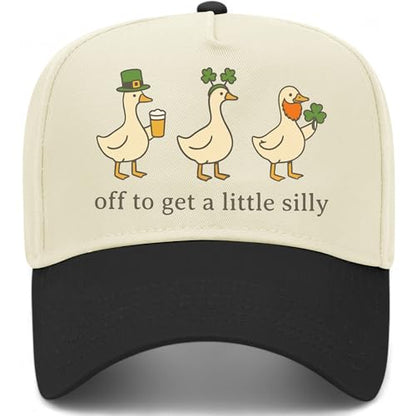 Off to Get A Little Silly Hat | St. Patrick's Day | Premium Adjustable Snapback Baseball Trucker Hats for Men & Women - color: Black/Natural
