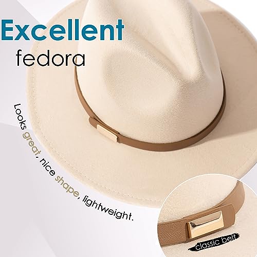 Fedora Hats for Men Wide Brim Panama Hat with Classic Belt - color: Z-beige Belt Beige