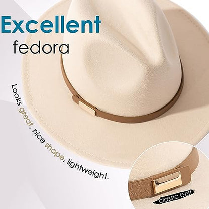 Fedora Hats for Men Wide Brim Panama Hat with Classic Belt - color: Z-beige Belt Beige