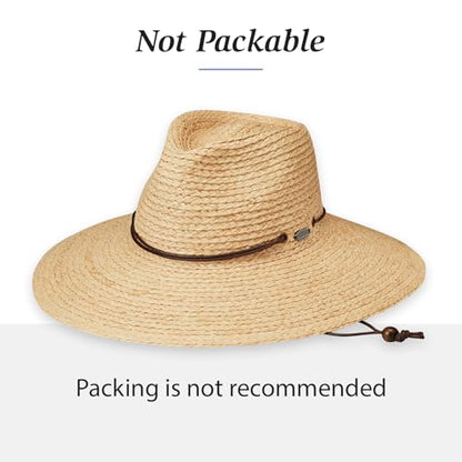 Wallaroo Women’s Nosara Fedora – UPF 50+ Sun Hat, UV Protection, Wide Brim, Adjustable Chin Strap, Natural Fiber, Medium Size - color: Camel