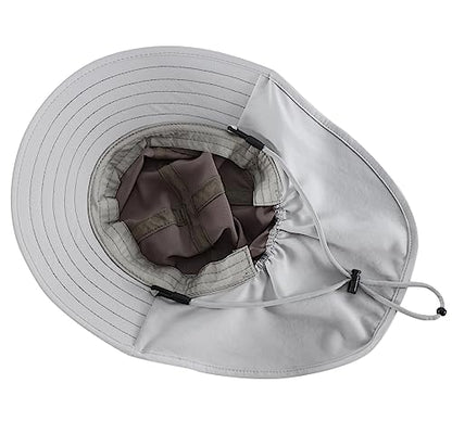 Connectyle Kids Sun Hat Adjustable Fishing Hat for Boys Grils Breathable UPF 50+ Protection Outdoor Beach Hat with Neck Flap - color: Deep Gray