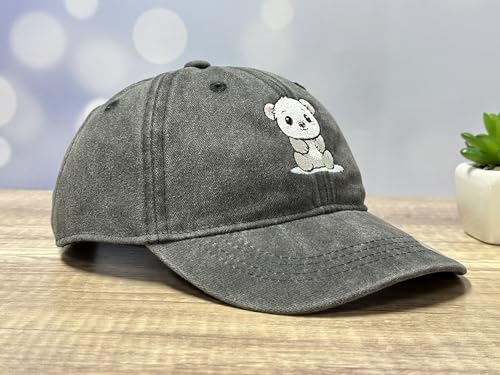 Adjustable Embroidery Animal Baseball Hat for Kid Toddler Child - color: Polorbear (Washed Black)
