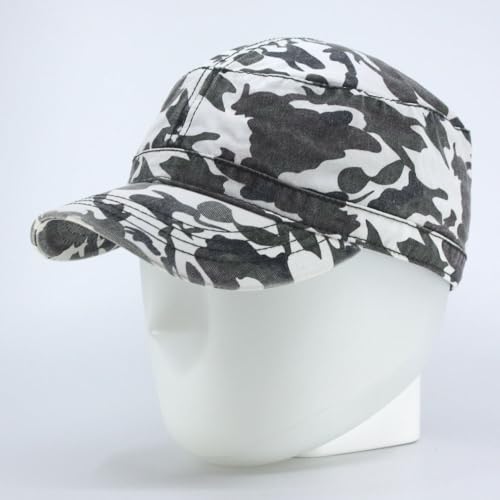 The Vintage Year Heavy Stitch Washed Cotton Cadet Hat Military Army Cap - color: Camo White Gray, size: One Size