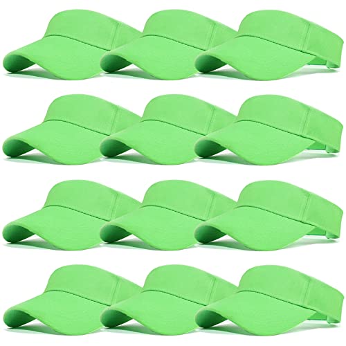 Ultrafun 12 Pack Sun Visor Hats Women Men Outdoor Sports Beach - color: 12pack-neon Green
