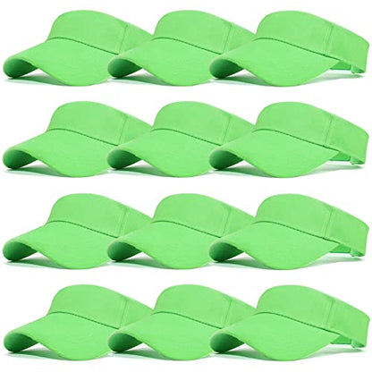 Ultrafun 12 Pack Sun Visor Hats Women Men Outdoor Sports Beach - color: 12pack-neon Green