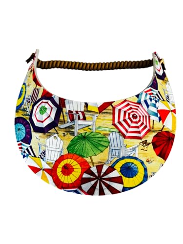 Pickleball - Fashion Fabric Foam Sun Visor for Women - Adjustable to Any Size Head - No Pressure & No Headache! | Beach Day Design Multi-Color