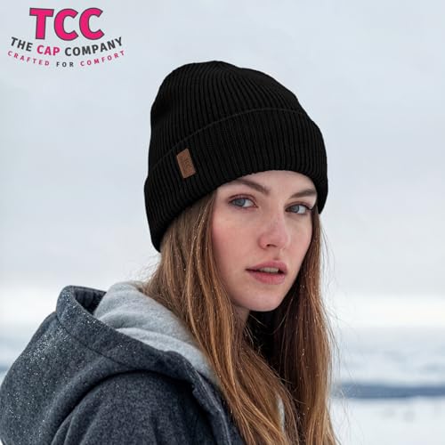 Beanie Fleece Lined Soft for Men Women | Winter Hats Warm Double Layered Stylish Knited Cuffed Plain Beanie Skull Cap | - color: A01- Black