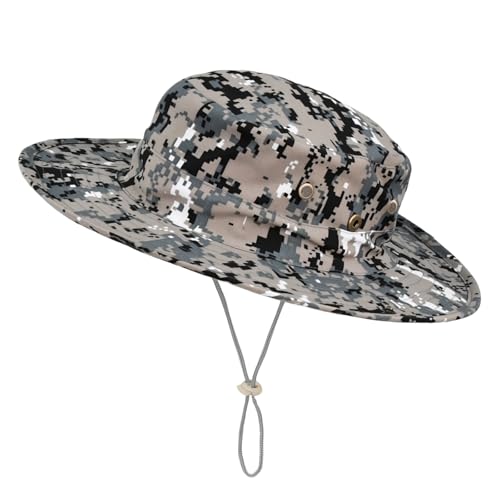 Kids Sun Hats for Boys Girls Bucket Hat UPF 50+ UV Protection Safari Hat Lightweight & Breathable Boonie Hat - color: 1 Pack-gray Digital