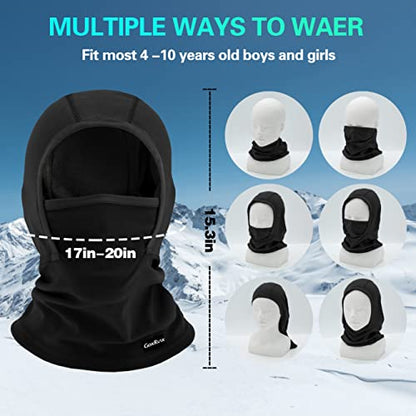 GoxRunx Kids Balaclava Ski Mask,Fleece Face Mask Neck Warmer for Boys Girls,Windproof Face Cover for Cold Weather - color: Purple