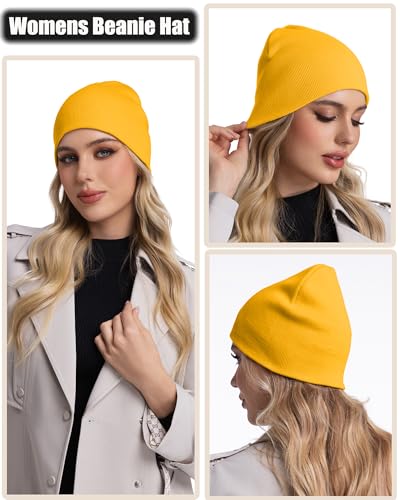 100% Cotton Beanie Hat Cuffless Beanies Warm Knit Winter Skull Cap - color: 1pcs-yellow