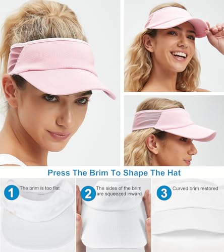 Sports Sun Visor Women Men, Cooling Stretchy Visor Hats Summer Packable Ponytail Sun Hat for Running, Golf, Tennis - color: 1pc Light Pink