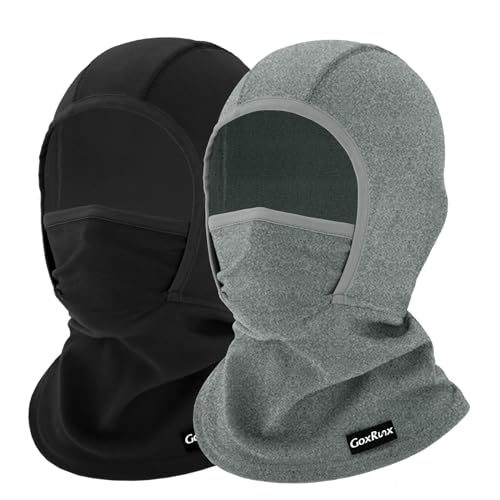 GoxRunx Kids Balaclava Ski Mask,Fleece Face Mask Neck Warmer for Boys Girls,Windproof Face Cover for Cold Weather - color: Black/Grey