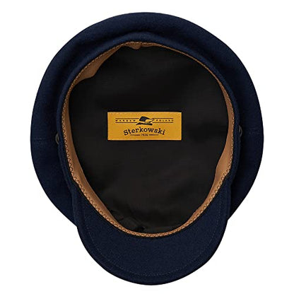 Sterkowski Maciejwka Model 2 Fisherman Wool Fiddler Cap for Men and Women, Warm Captain Cap - color: Navy Blue, size: 7