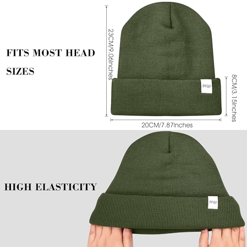 FEQO 4 Pack Satin Lined Winter Beanie Hats Soft Silk Lined Beanies - color: Black, Dark Grey, Pine Green, Beige
