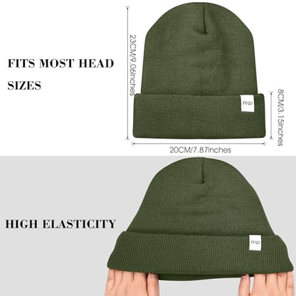 FEQO 4 Pack Satin Lined Winter Beanie Hats Soft Silk Lined Beanies - color: Black, Dark Grey, Pine Green, Beige