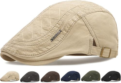 Initlove Mens Newsboy Cap Cotton Ivy Hat Beret Hats for Driving - color: A Beige