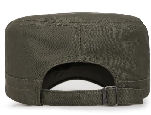 Cadet Army Cap Unisex Military Hat Adjustable Flat Top Cap Baseball Cap - color: Round Button Army Green