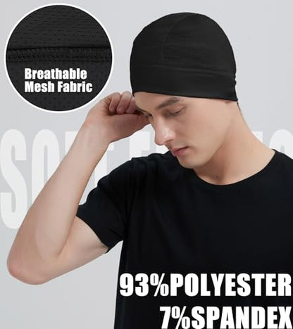Skull Cap Helmet Liner for Men Women Cooling Hat Running Beanie - color: Set A-black,black,black