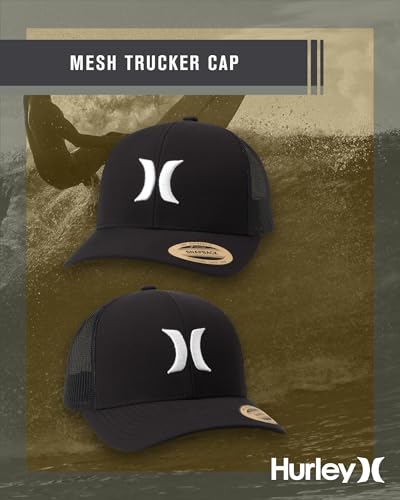 Hurley Mens Cap Del Mar Mesh Panel Trucker Hat with Snap Back - color: Black/White