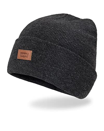 Levi's Mens All-Season Hero Beanie Soft Knit Cuffed Winter Hat, Warm & Comfortable Everyday Style - color: Grey Solid