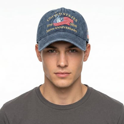 USA 250th Anniversary Baseball Cap Patriotic Embroidered American Hat - color: 2-navy