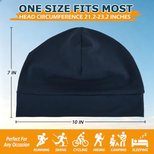 Headshion 100% Cotton Skull Caps Beanie Sleeping Hats for Men Women - color: 4 Black & Grey & Navy Blue & Denim Blue
