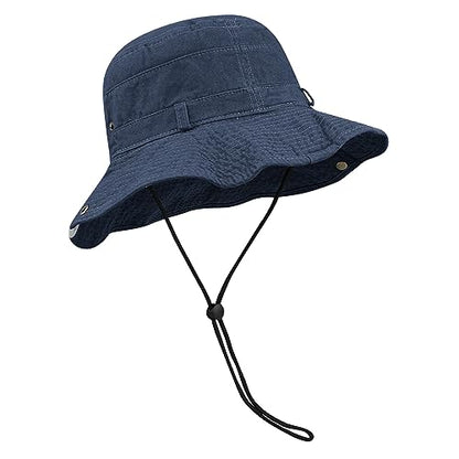 Clakllie Reversible Packable Boonie Fishing Hat UV Protection Sun Beach Hat - color: S-hjy6-navy Blue