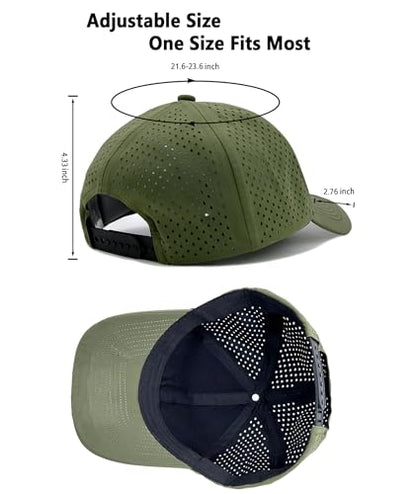 2 Pack Snapback Hats for Men Women Quick Dry Workouts Hat - color: Army Green + Black