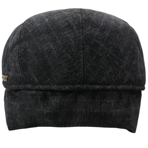 Men's Newsboy Cap with Earflaps Flat Ivy Caps Gatsby Golf Cabbie Hats - color: Dark Grey Spot
