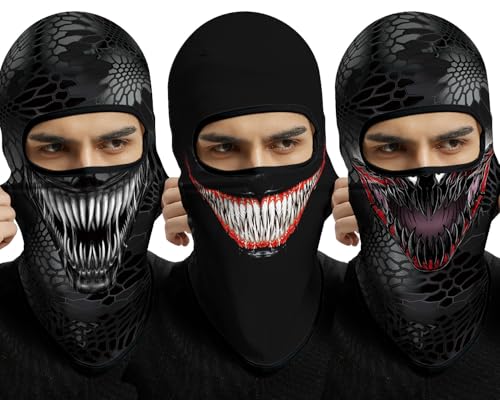 3D Balaclava Ski Mask Outdoor Headwear Mask Ghosts Skull Mask Men Women for Halloween Motorcycle Cycling Full Face Mask - color: Pattern 5 (3pcs)