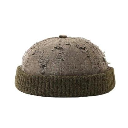 Distressed Brimless Docker Beanie Skull Cap Unisex Streetwear - color: Tangerine-orange