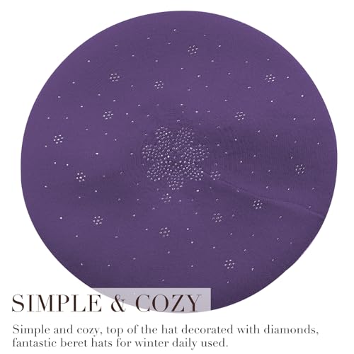 Sumolux Women Beret Hat French Beret Beanie Cap Classic Solid Color - color: Purple, size: One Size