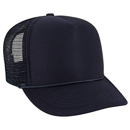 OTTO Polyester Foam Front Youth 5 Panel High Crown Trucker Hat - color: Navy