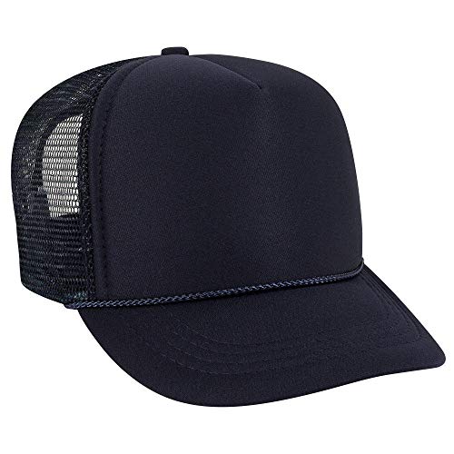 OTTO Polyester Foam Front Youth 5 Panel High Crown Trucker Hat - color: Navy