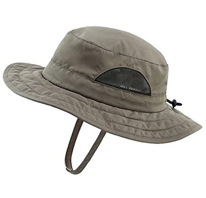Connectyle Kids Sun Hat for Boys Girls Wide Brim Bucket Hat UPF 50+ Sun Protection Hat Breathable Summer Beach Hat - color: Army Green