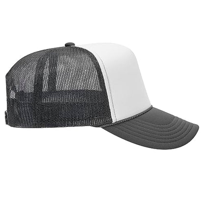 BROTHER TRUCKERS The World's Greatest Polyester Trucker Hat Blank in 73+ Colors - Wholesale Snapback Hat - color: Ch.gry/Wht/Ch.gry