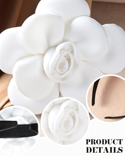 Zinniday Rose Flower Fascinators Hats - 2026 Elegant Extra Large Fascinator Hat Rose Cocktail Headpiece for Women Church - style: White Large Flower