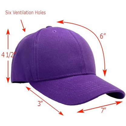 Falari Wholesale Bulk Lot 12-Pack Baseball Cap Adjustable Size Plain Blank Solid Color - color: Purple