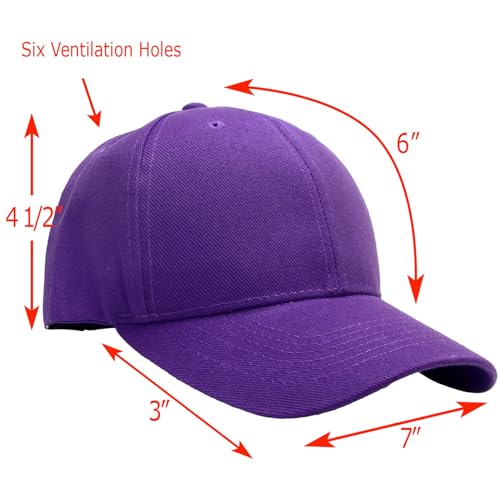 Falari Wholesale Bulk Lot 12-Pack Baseball Cap Adjustable Size Plain Blank Solid Color - color: Purple