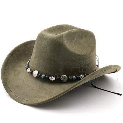 Lifup Western Cowboy Hat for Women Men Cowgirl Fedora Hat - color: Dark Green
