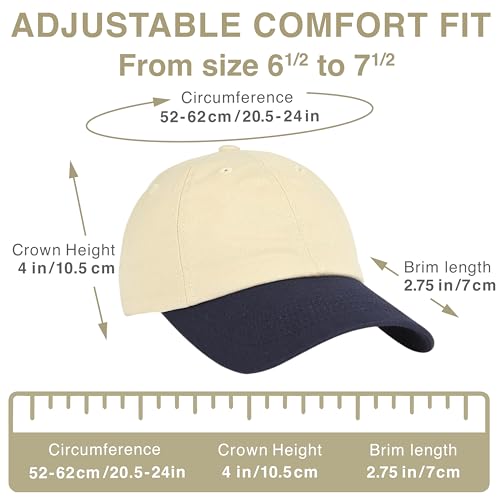 E BY ELIDAN Two Tone Dad Hat, Low Profile Baseball Cap - color: Stone Navy