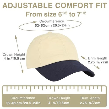 E BY ELIDAN Two Tone Dad Hat, Low Profile Baseball Cap - color: Stone Navy