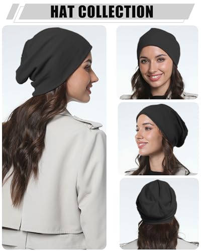 vidsel Slouchy Beanie Hats for Women & Men Cotton Knit Cuffed Skull Cap - color: 2-black,army Green