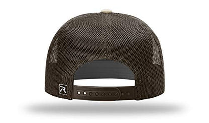 Seven-Panel Trucker Richardson Leather Patch Cap - color: Pale Khaki/Brown, size: One Size